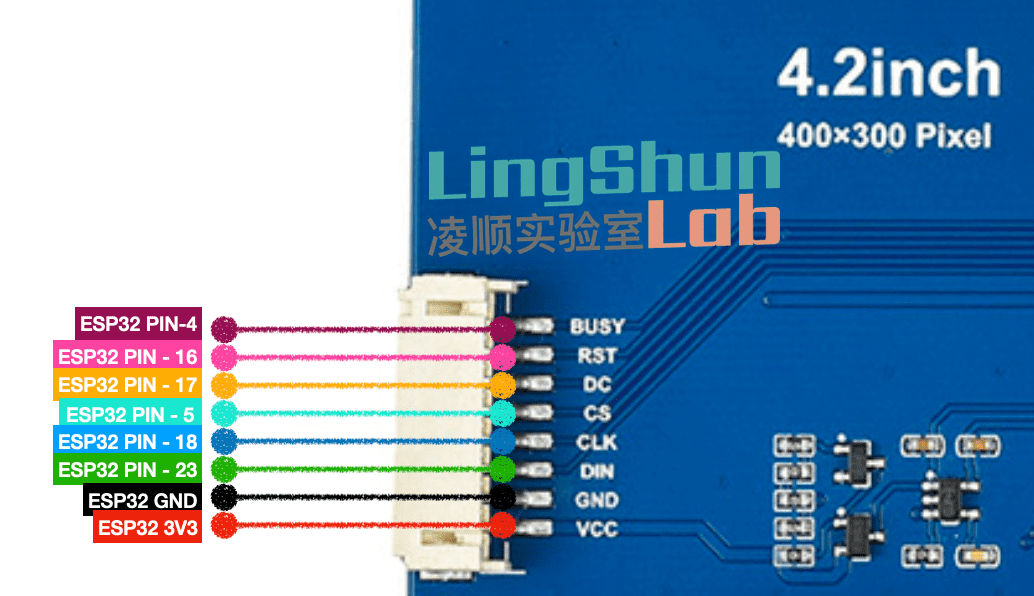 ESP32和4.2寸电子墨水屏的接线图